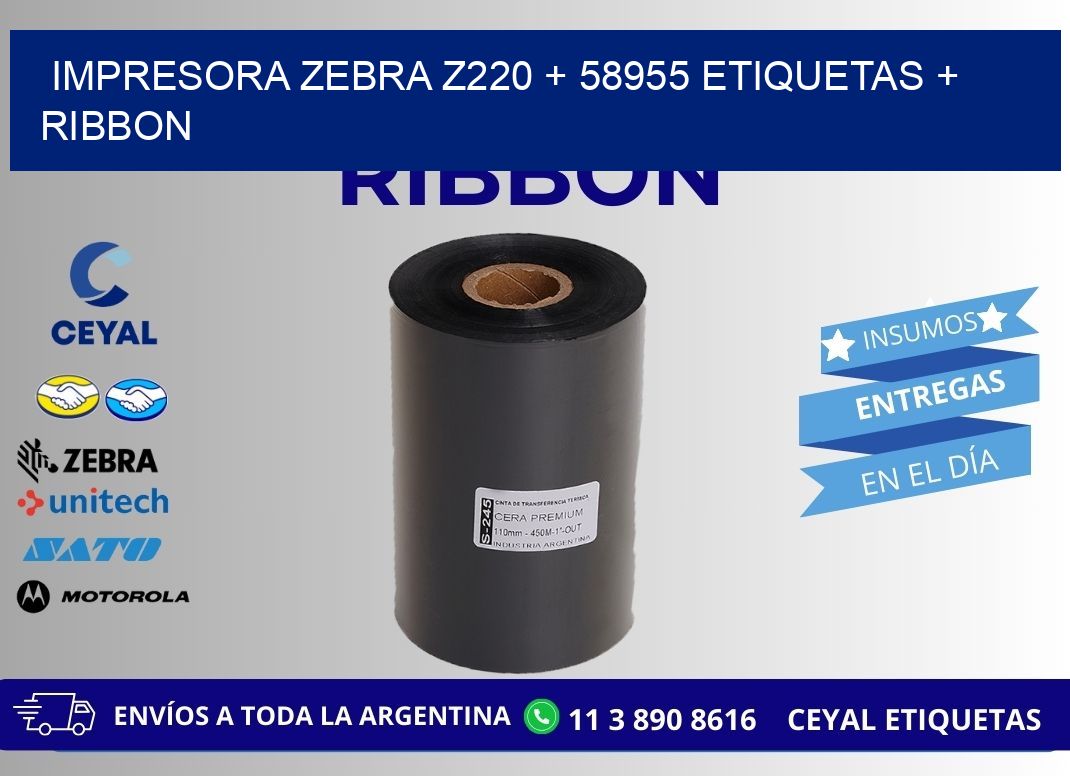 impresora zebra z220 + 58955 etiquetas + ribbon