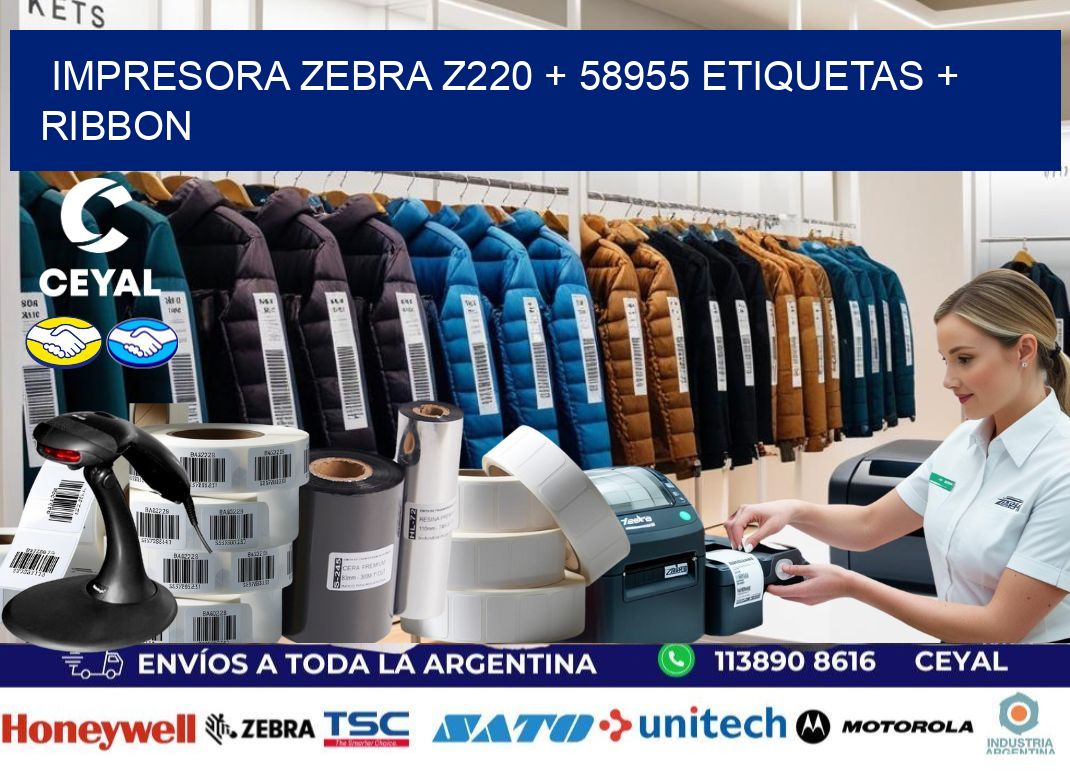 impresora zebra z220 + 58955 etiquetas + ribbon