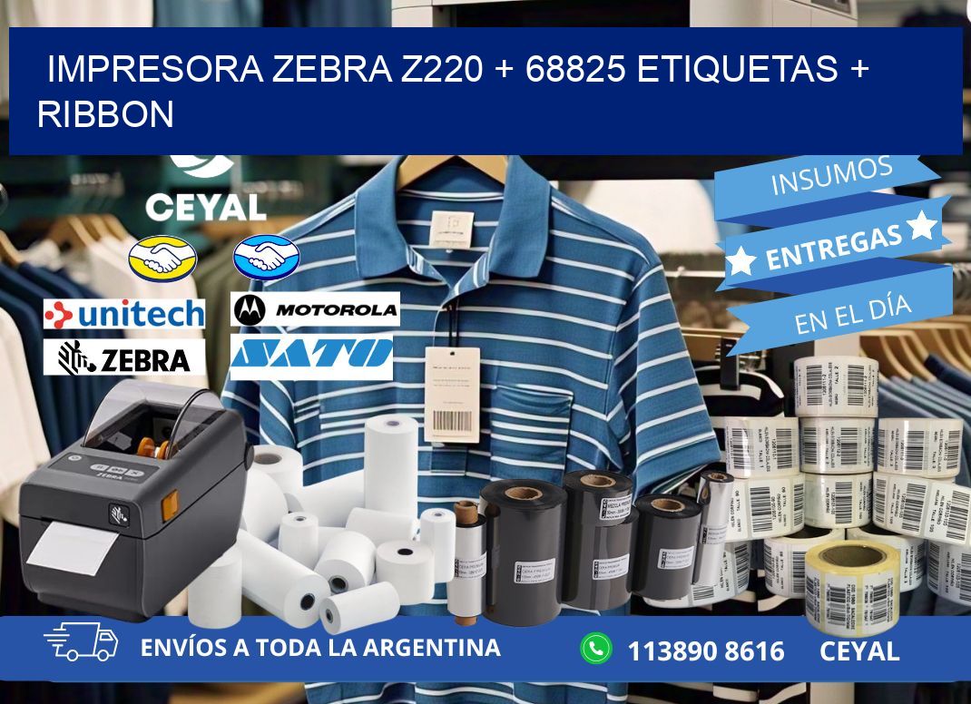impresora zebra z220 + 68825 etiquetas + ribbon