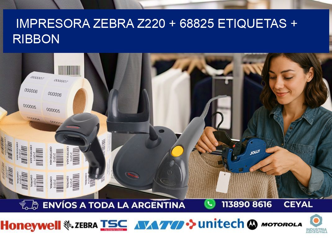 impresora zebra z220 + 68825 etiquetas + ribbon