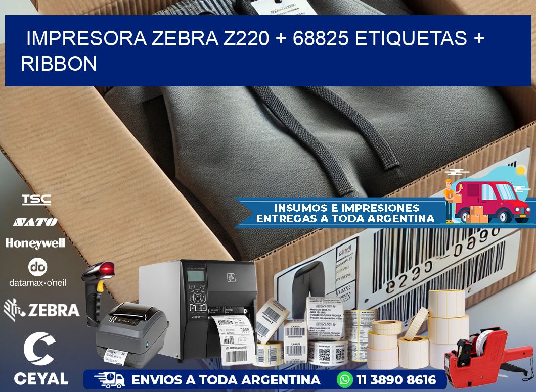 impresora zebra z220 + 68825 etiquetas + ribbon