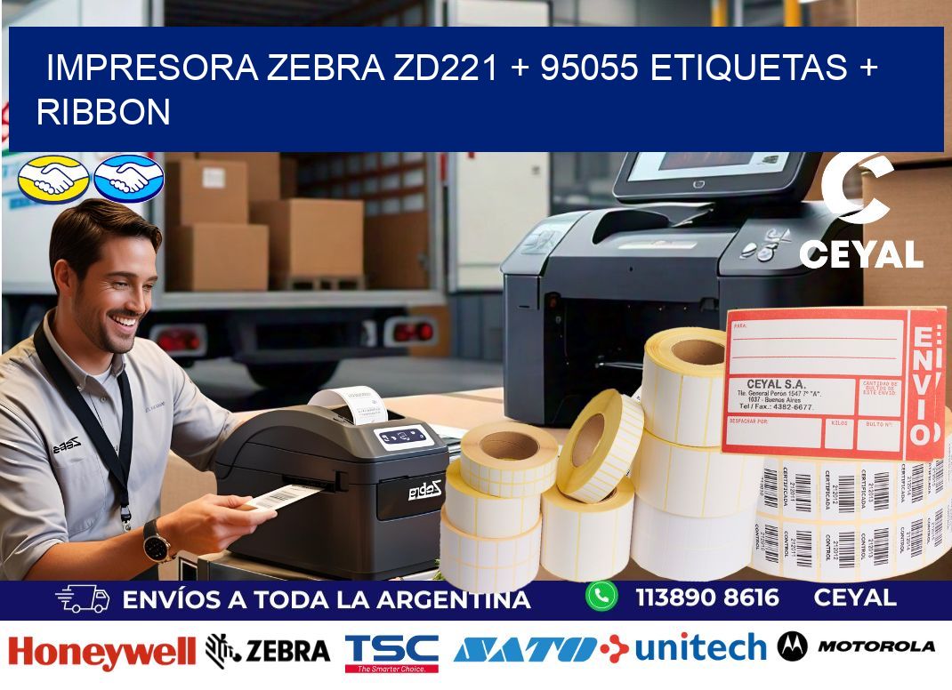 impresora zebra zd221 + 95055 etiquetas + ribbon