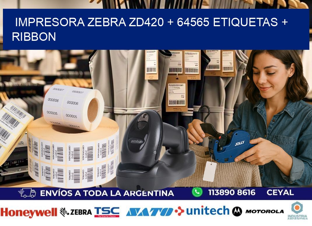 impresora zebra zd420 + 64565 etiquetas + ribbon
