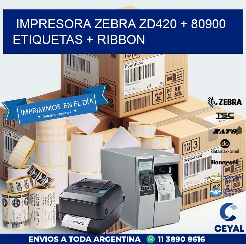 impresora zebra zd420 + 80900 etiquetas + ribbon