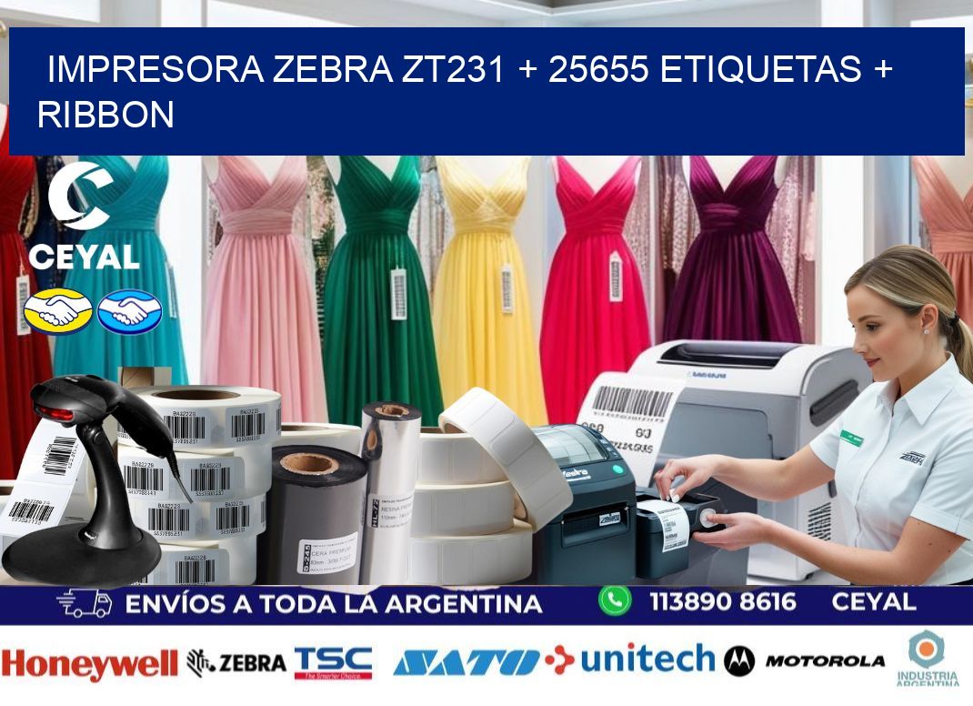 impresora zebra zt231 + 25655 etiquetas + ribbon