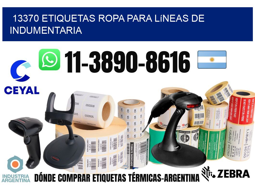 13370 Etiquetas ropa para líneas de indumentaria