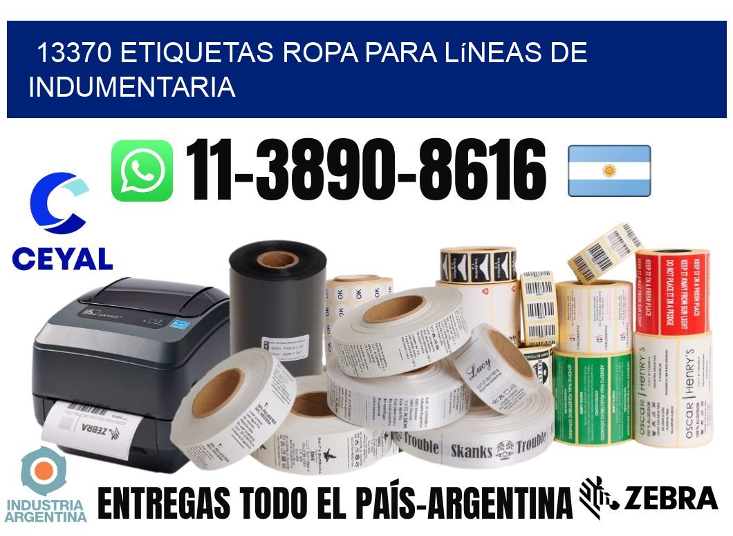 13370 Etiquetas ropa para líneas de indumentaria