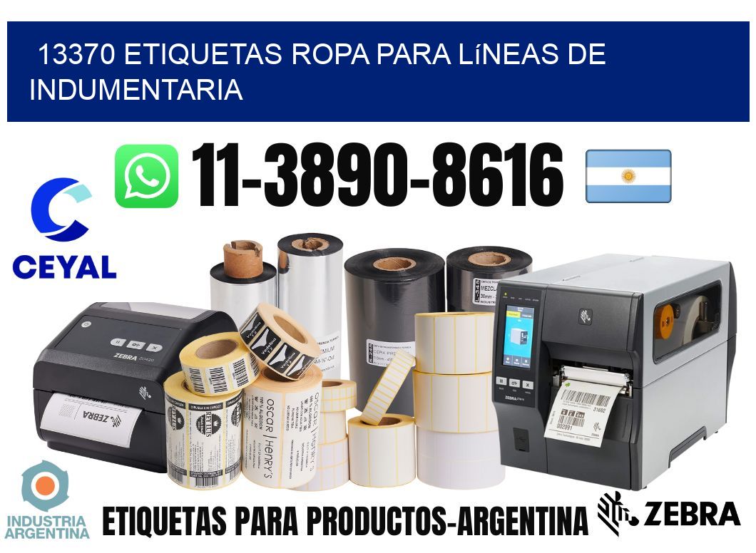 13370 Etiquetas ropa para líneas de indumentaria