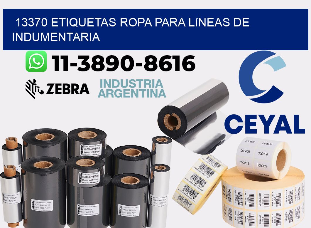 13370 Etiquetas ropa para líneas de indumentaria