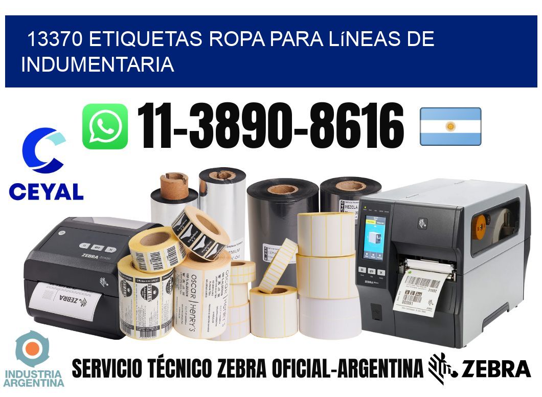 13370 Etiquetas ropa para líneas de indumentaria