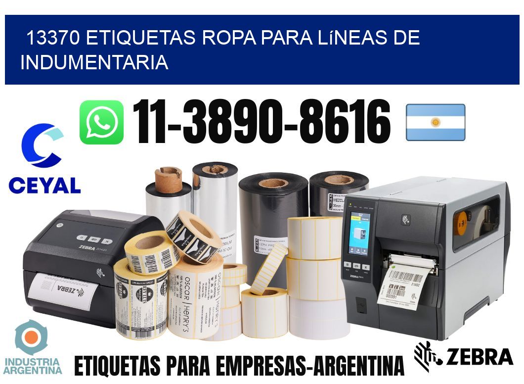 13370 Etiquetas ropa para líneas de indumentaria