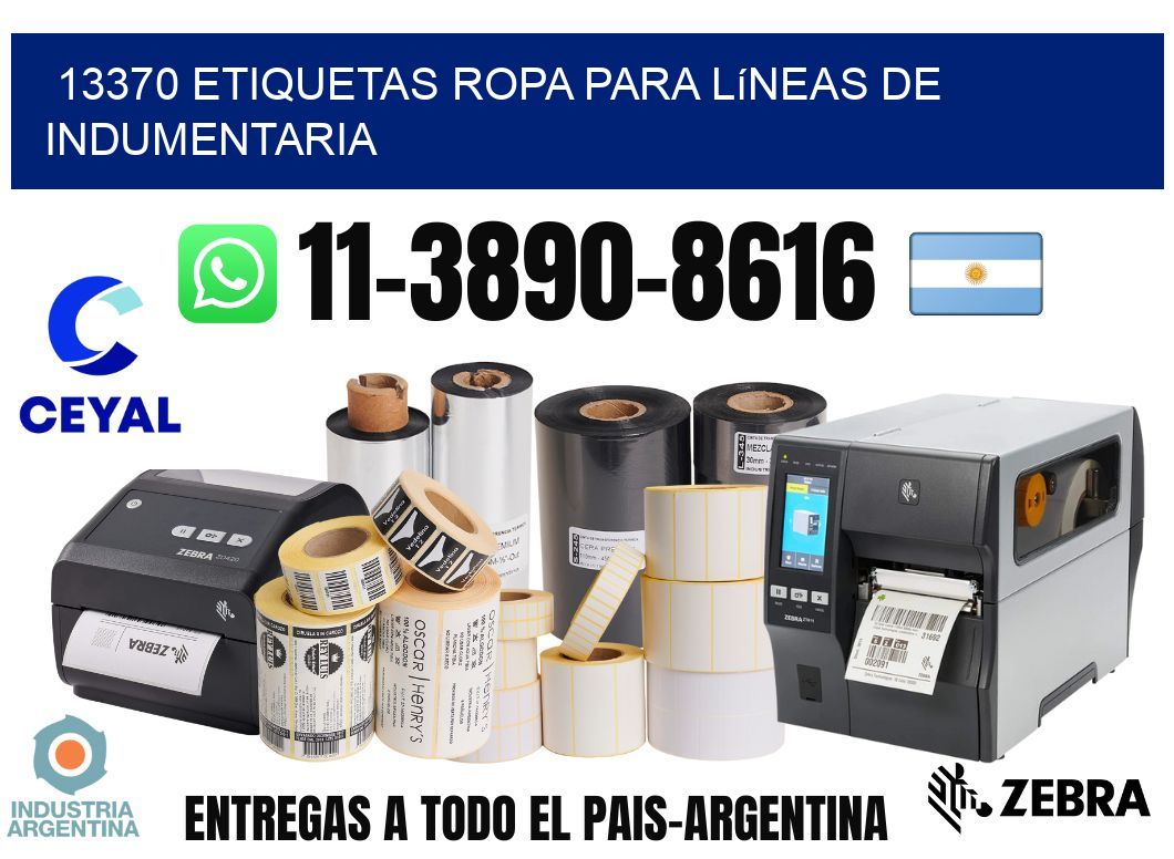 13370 Etiquetas ropa para líneas de indumentaria