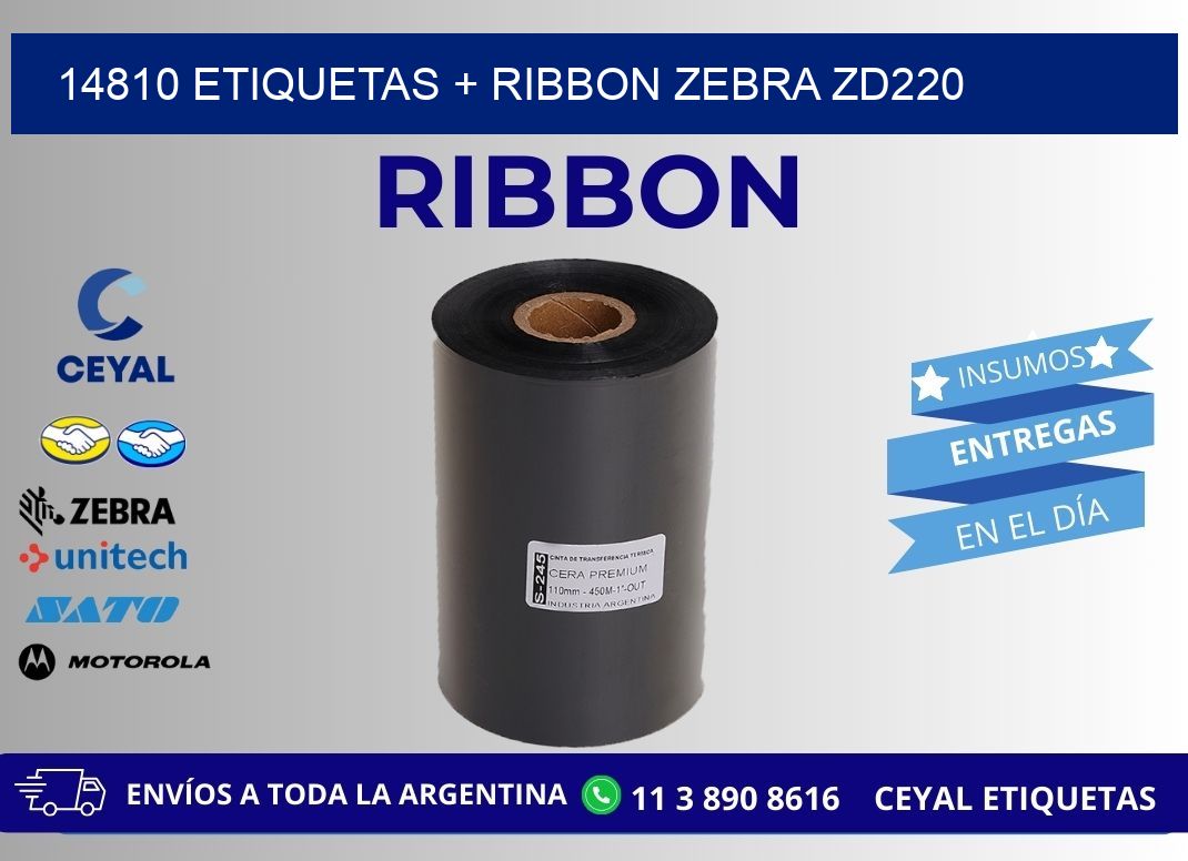 14810 etiquetas + ribbon zebra zd220