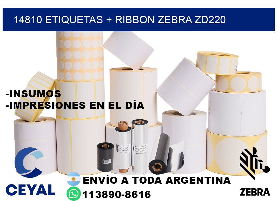 14810 etiquetas + ribbon zebra zd220
