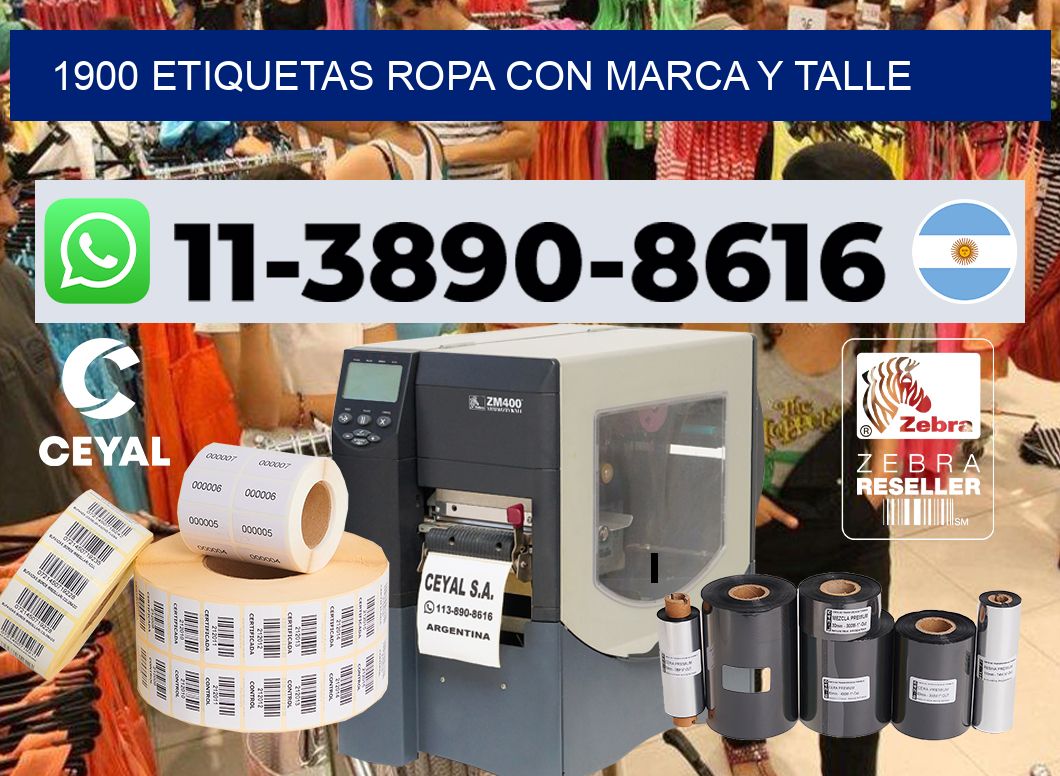 1900 Etiquetas ropa con marca y talle