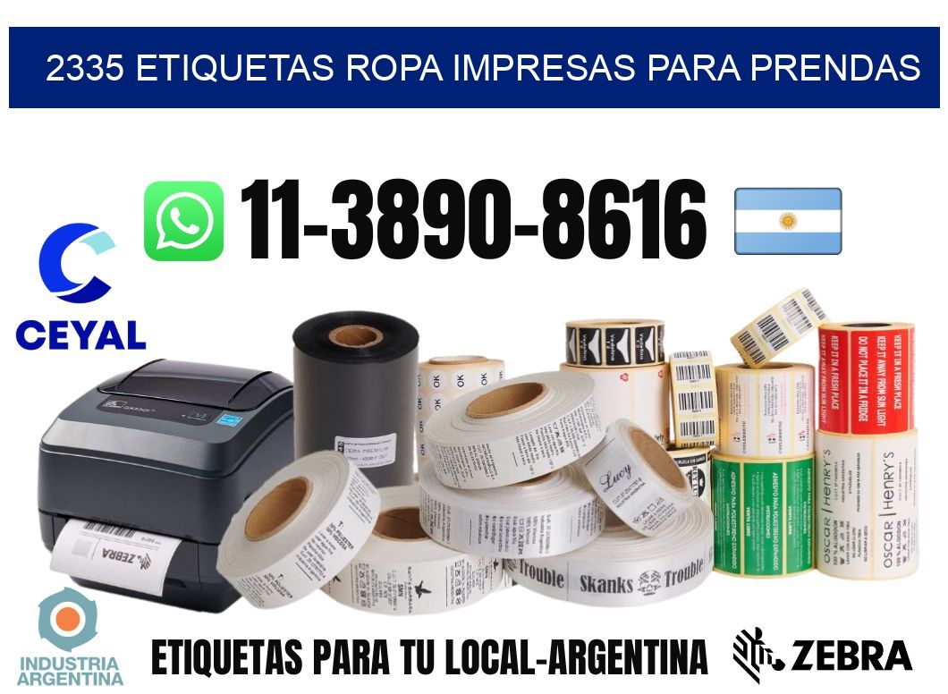 2335 Etiquetas ropa impresas para prendas