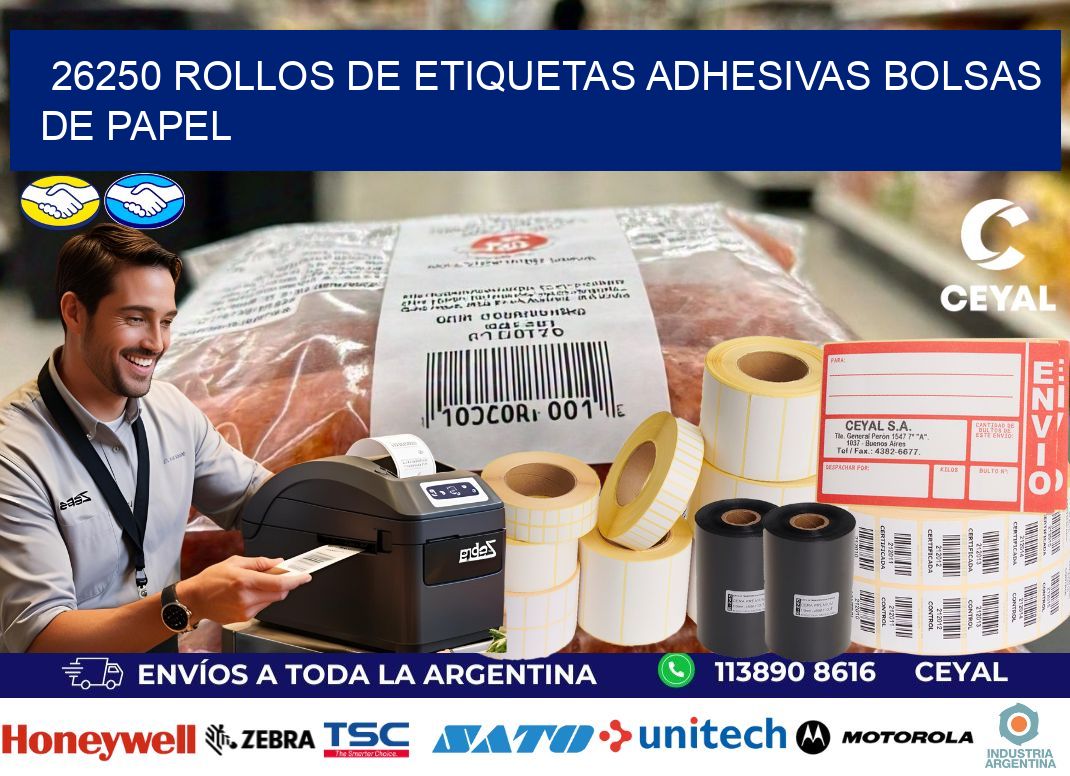 26250 rollos de etiquetas adhesivas bolsas de papel