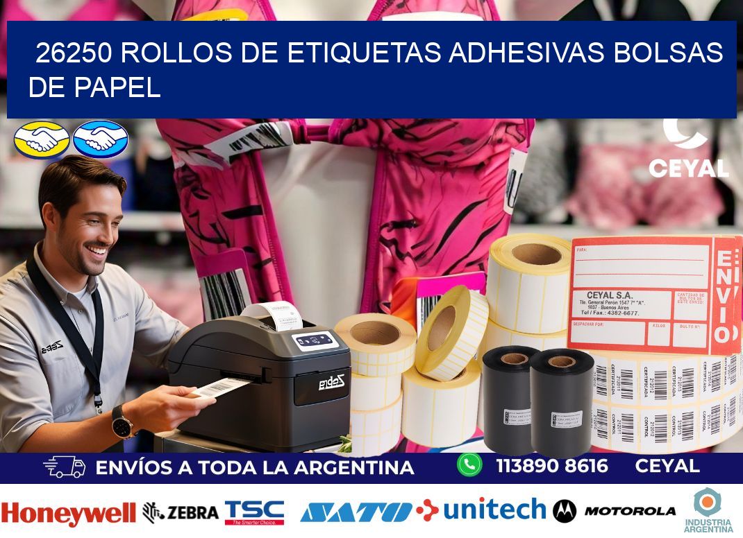 26250 rollos de etiquetas adhesivas bolsas de papel