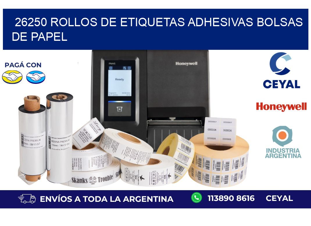 26250 rollos de etiquetas adhesivas bolsas de papel