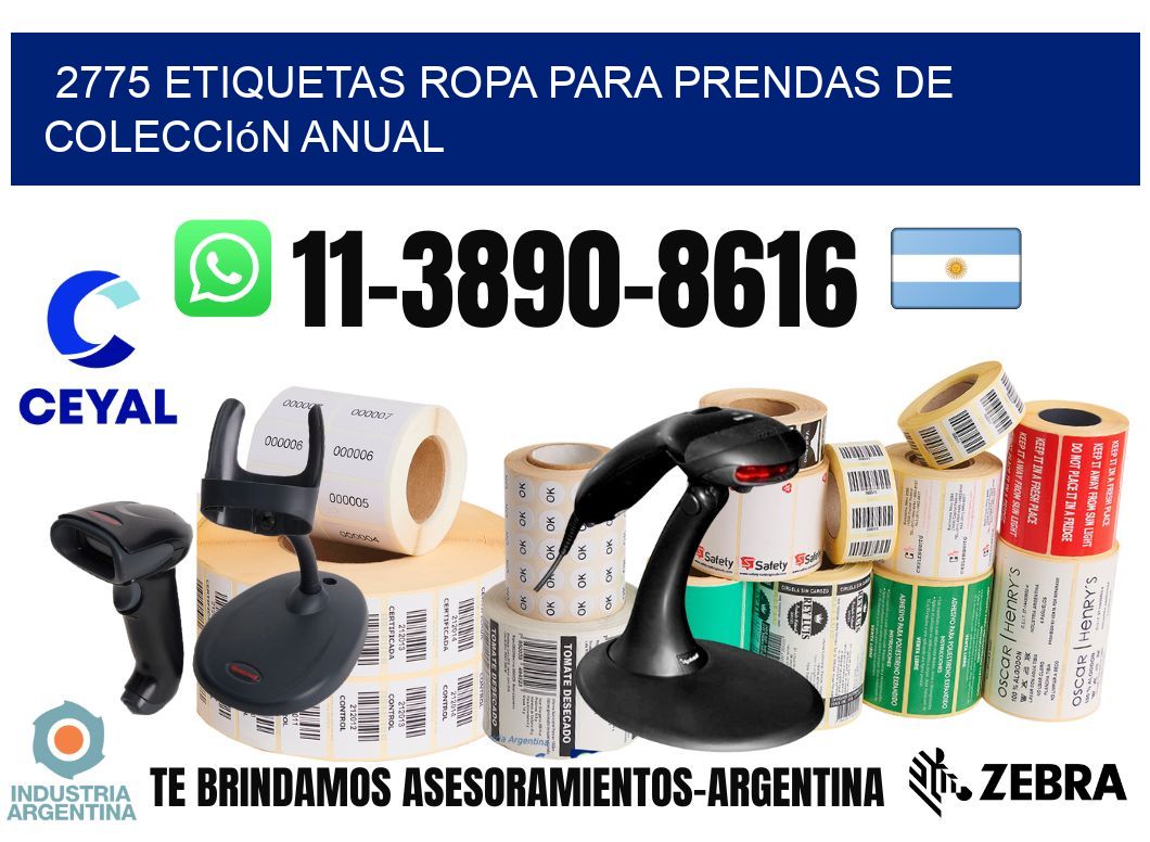 2775 Etiquetas ropa para prendas de colección anual
