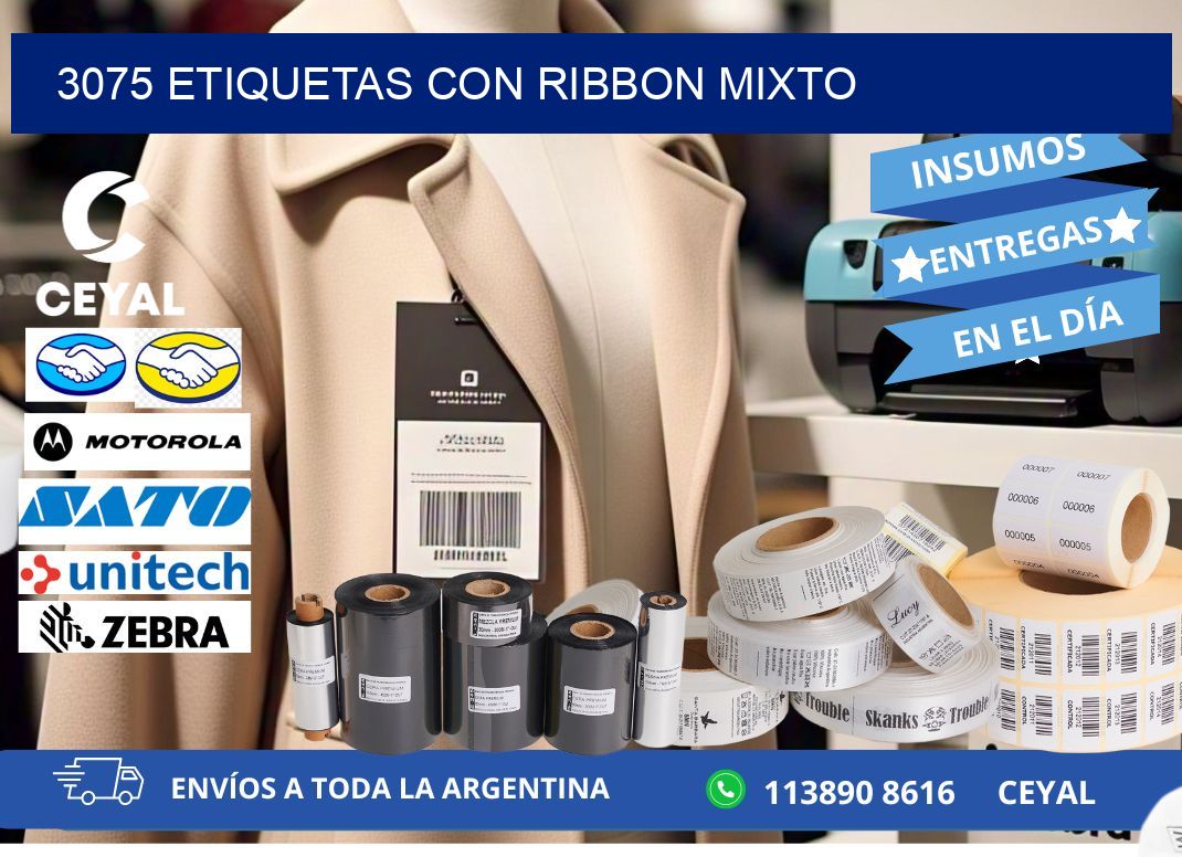 3075 etiquetas con ribbon mixto