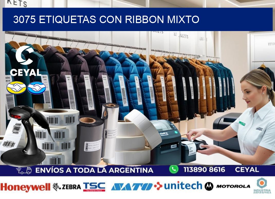 3075 etiquetas con ribbon mixto