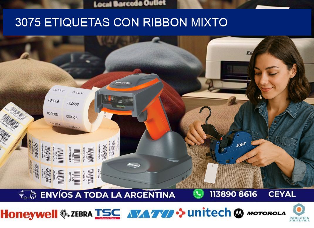3075 etiquetas con ribbon mixto