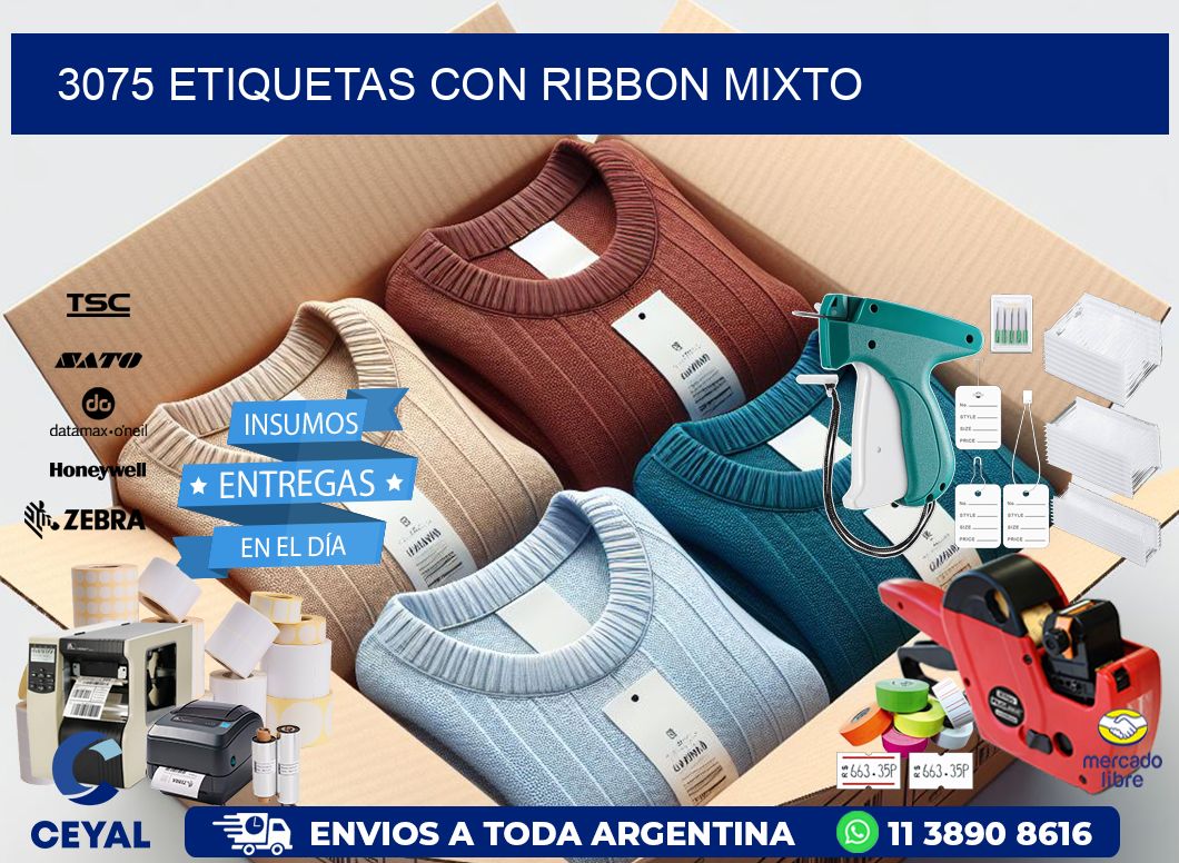 3075 etiquetas con ribbon mixto