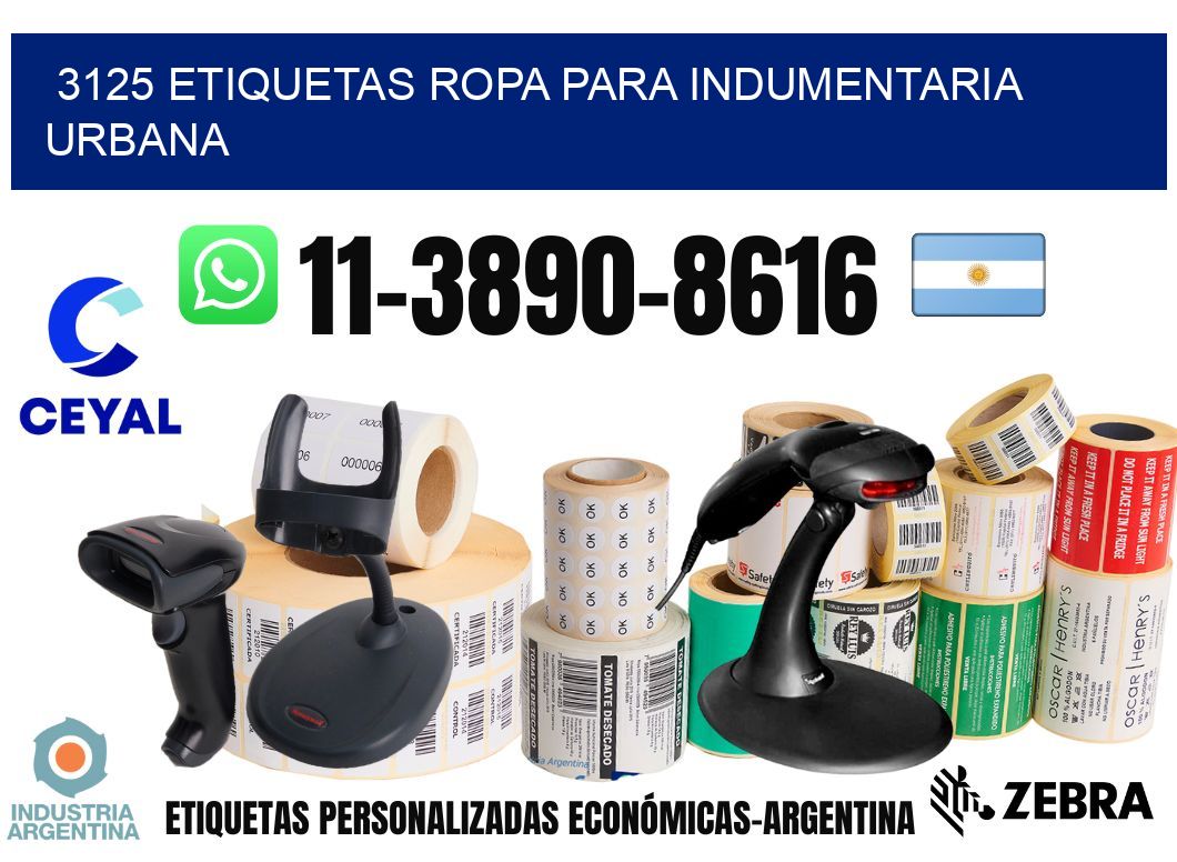 3125 Etiquetas ropa para indumentaria urbana
