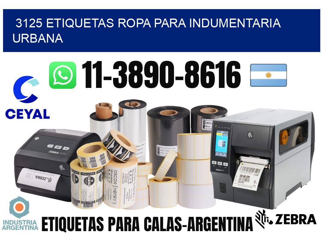 3125 Etiquetas ropa para indumentaria urbana