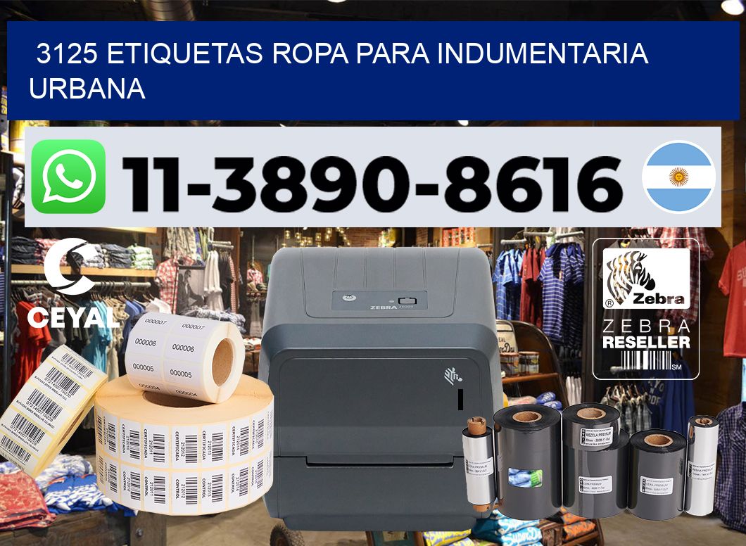 3125 Etiquetas ropa para indumentaria urbana