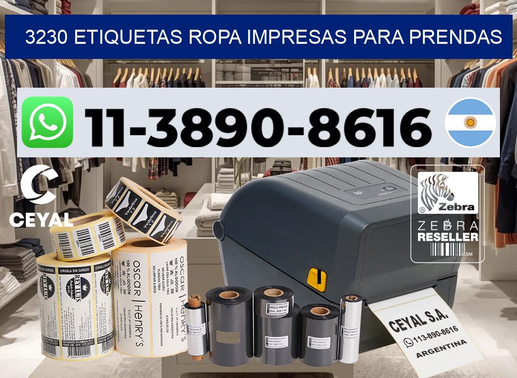 3230 Etiquetas ropa impresas para prendas