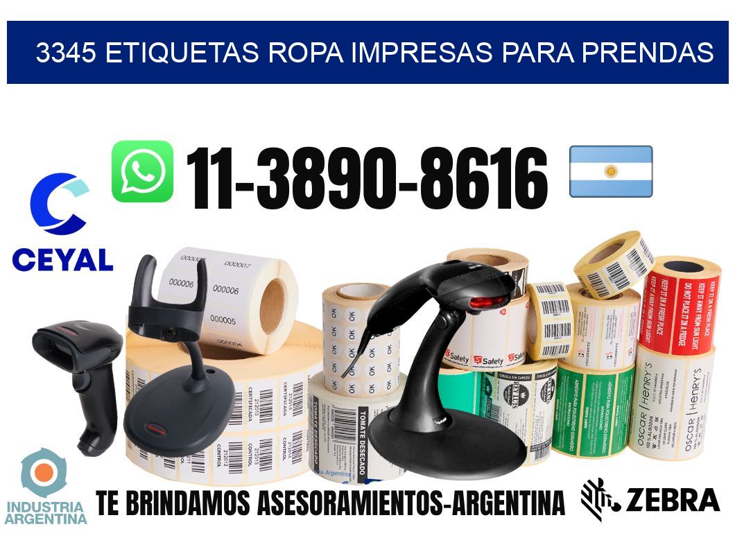 3345 Etiquetas ropa impresas para prendas