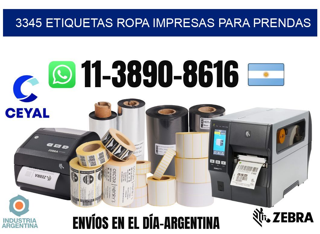 3345 Etiquetas ropa impresas para prendas
