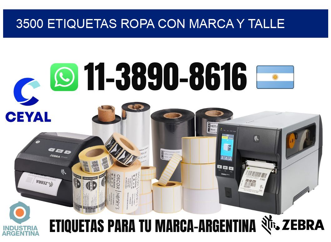 3500 Etiquetas ropa con marca y talle