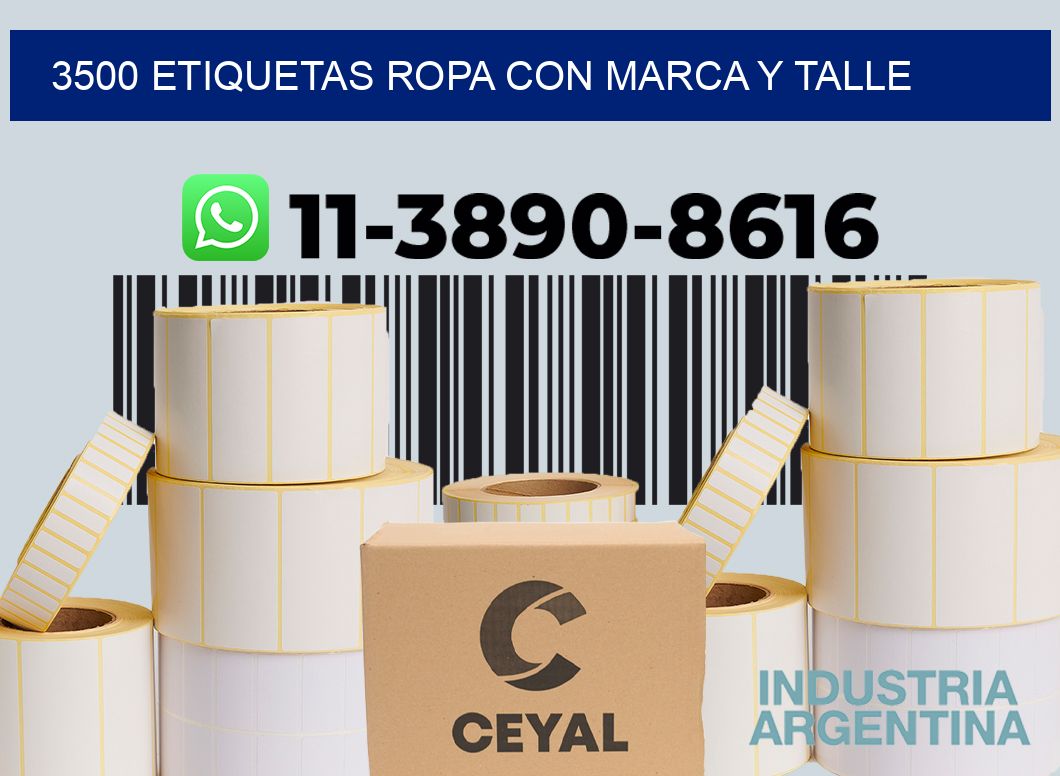 3500 Etiquetas ropa con marca y talle