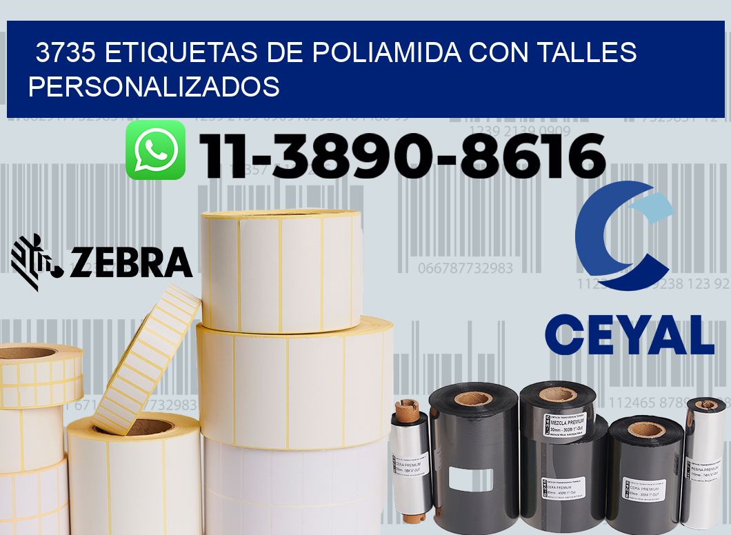 3735 Etiquetas de poliamida con talles personalizados