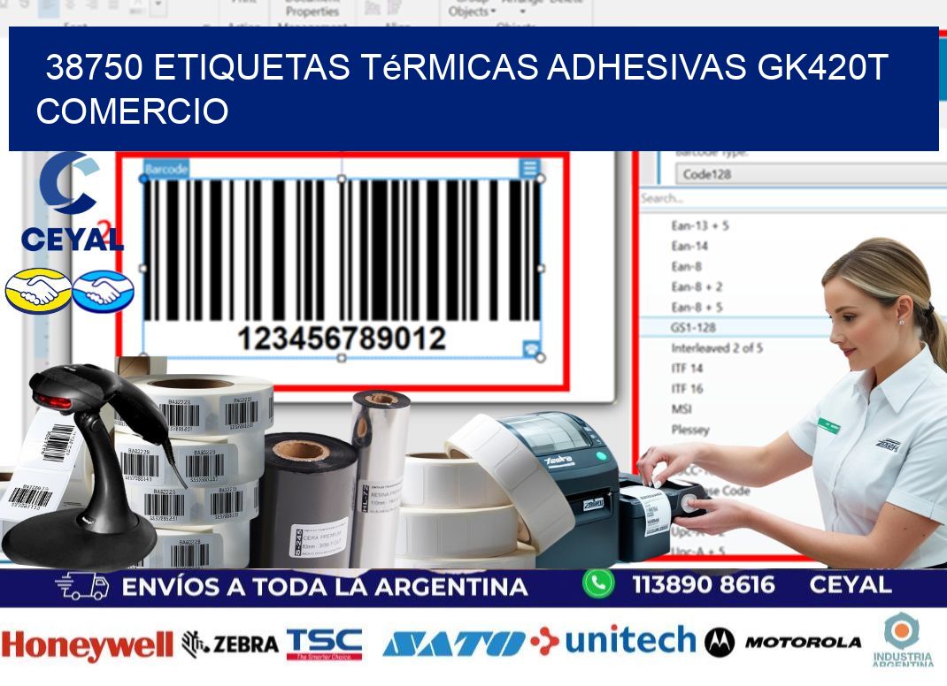 38750 etiquetas térmicas adhesivas gk420t comercio
