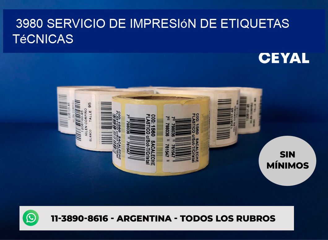 3980 Servicio de impresión de etiquetas técnicas