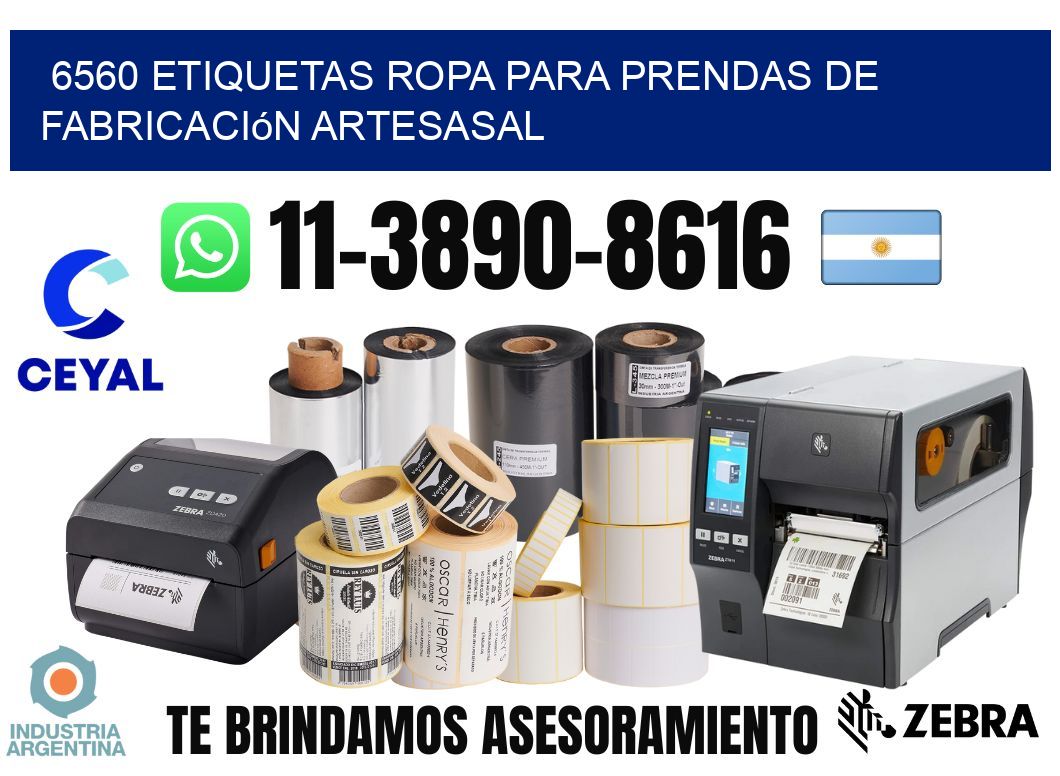 6560 Etiquetas ropa para prendas de fabricación artesasal