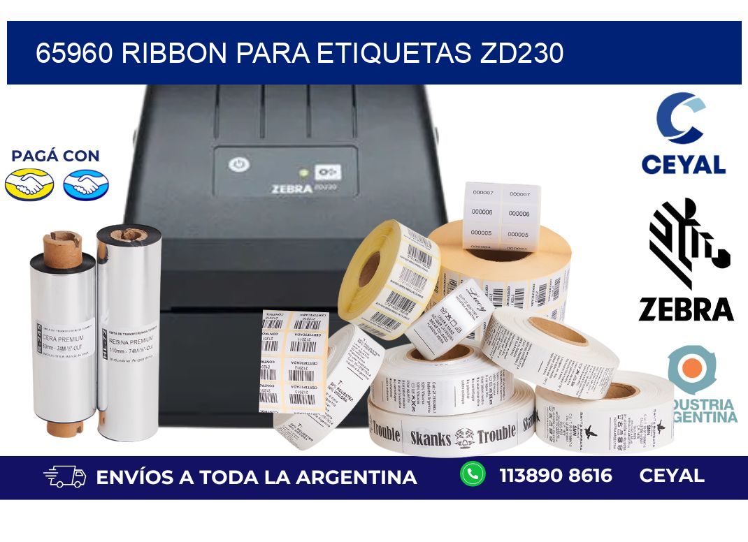 65960 ribbon para etiquetas zd230