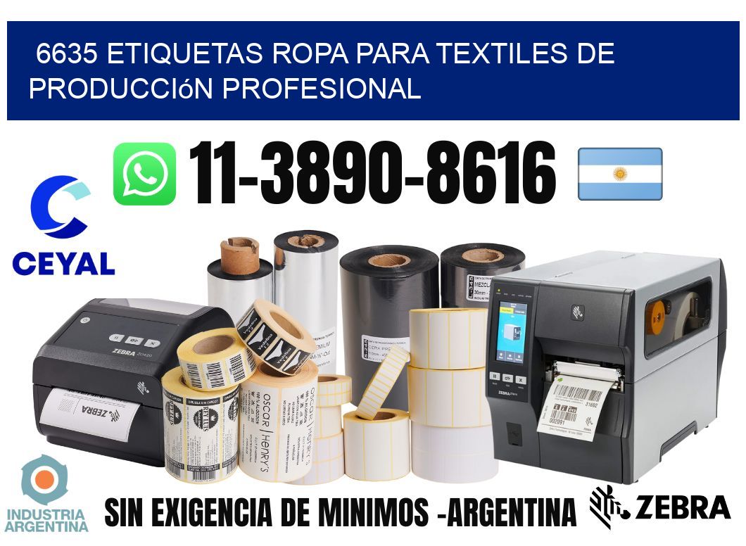 6635 Etiquetas ropa para textiles de producción profesional