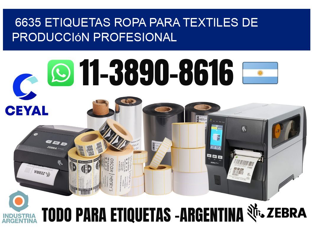 6635 Etiquetas ropa para textiles de producción profesional