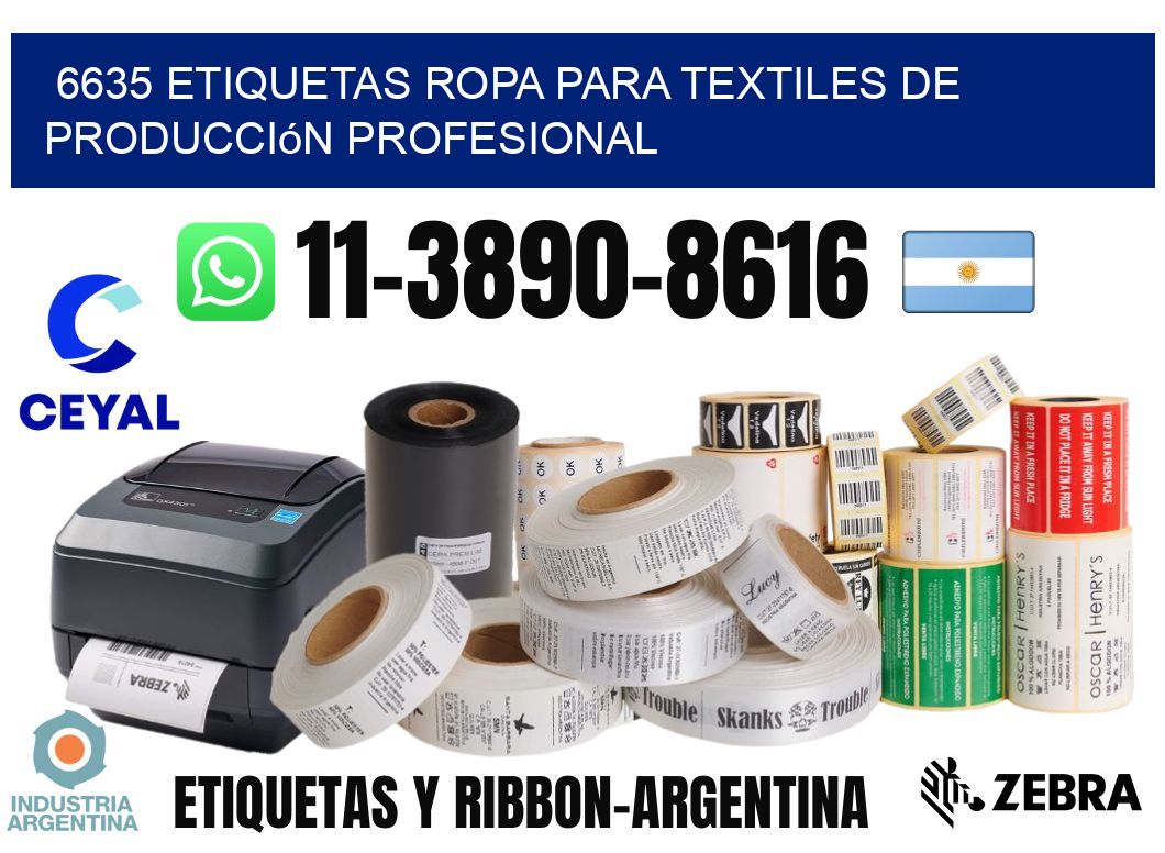 6635 Etiquetas ropa para textiles de producción profesional