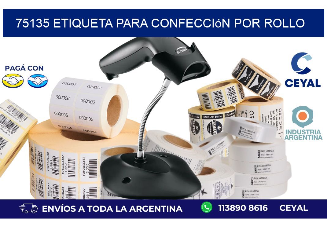 75135 etiqueta para confección por rollo