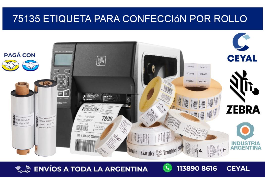 75135 etiqueta para confección por rollo