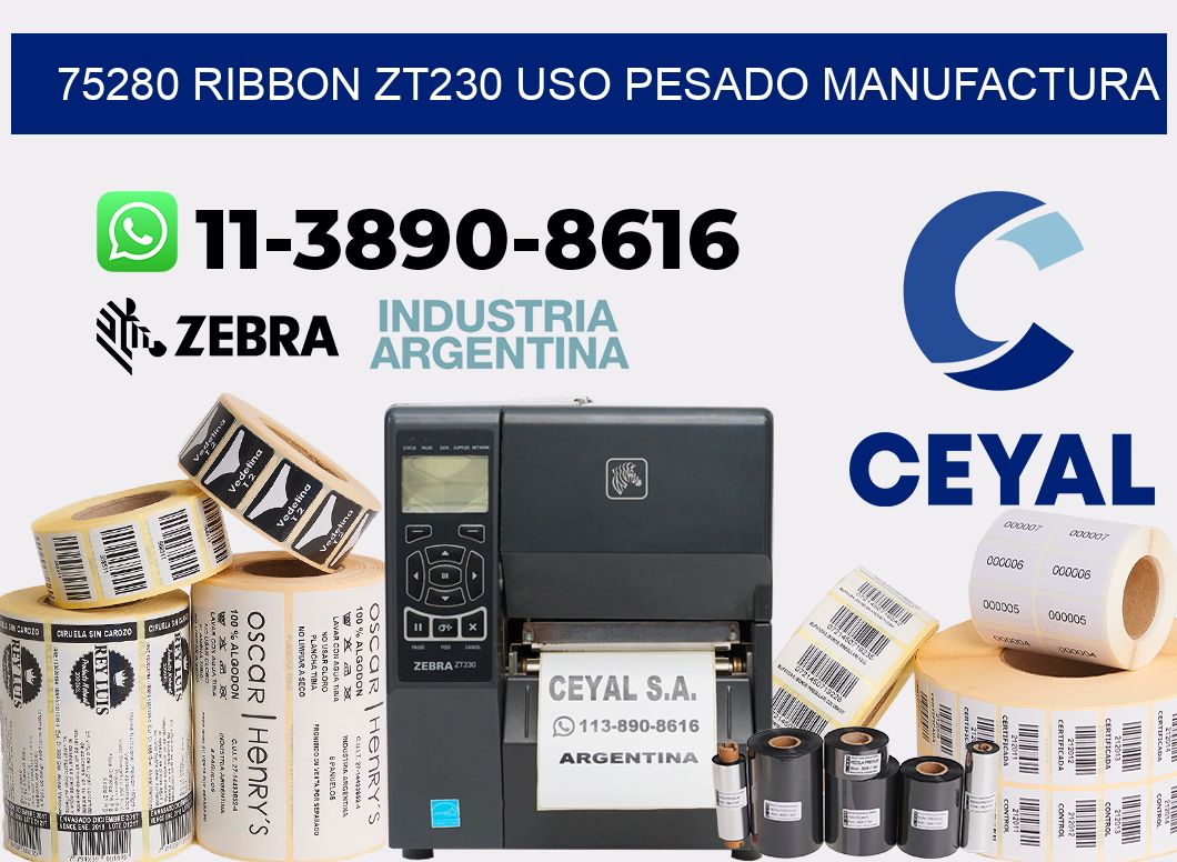 75280 ribbon zt230 uso pesado manufactura