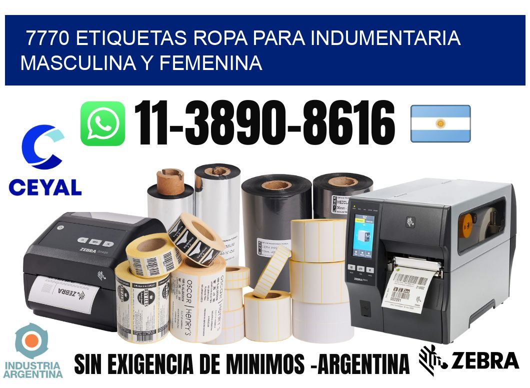 7770 Etiquetas ropa para indumentaria masculina y femenina