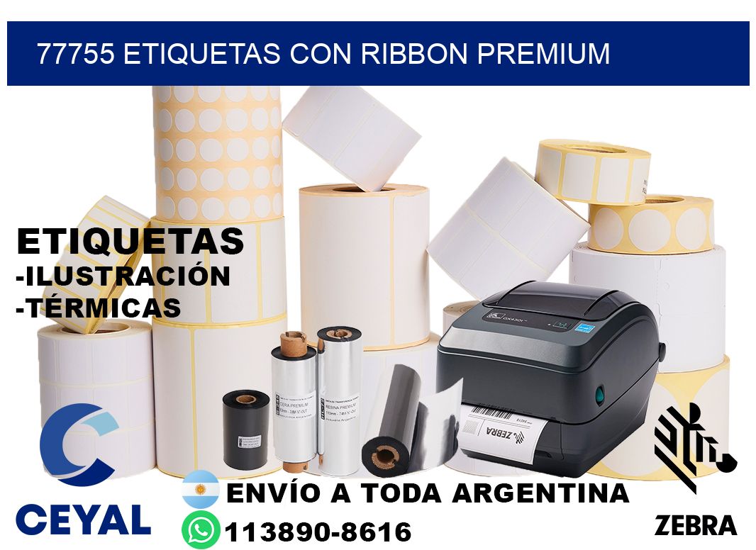 77755 etiquetas con ribbon premium
