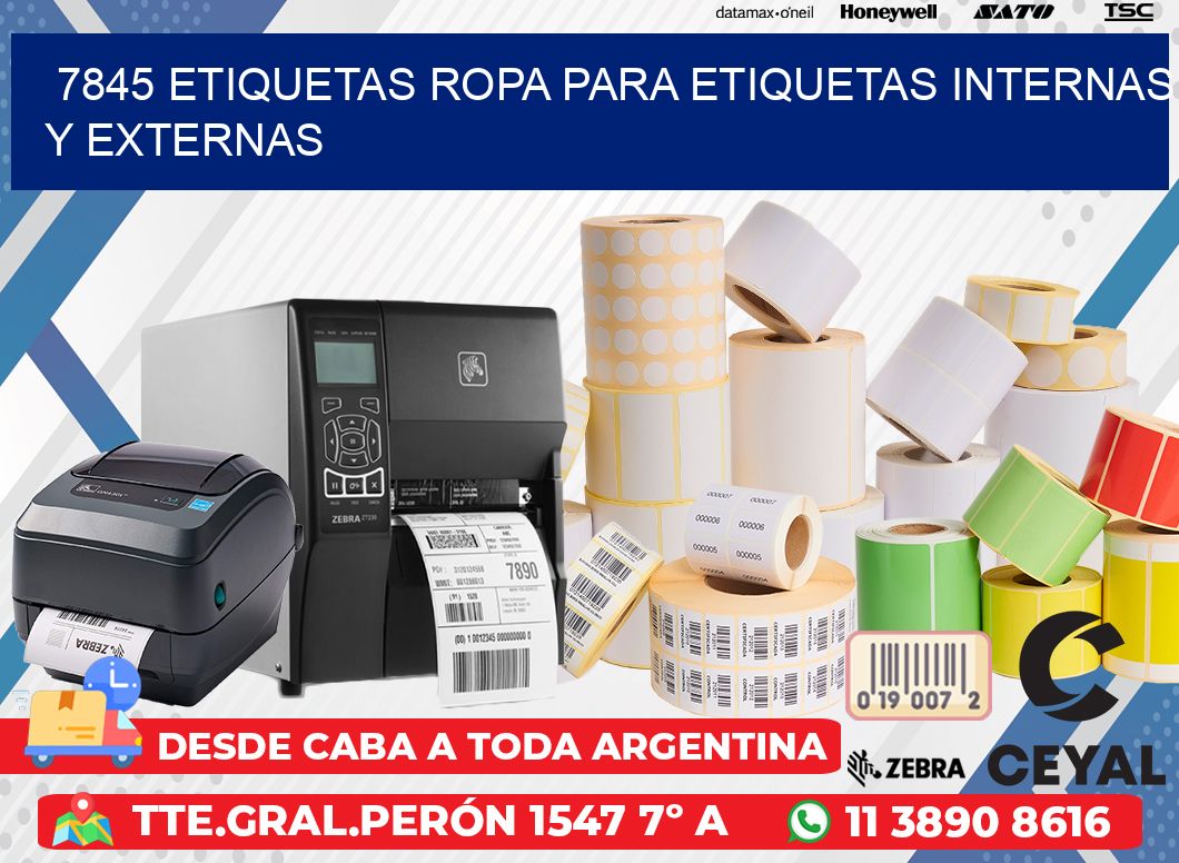 7845 Etiquetas ropa para etiquetas internas y externas